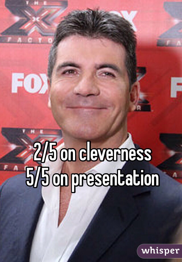 2/5 on cleverness
5/5 on presentation