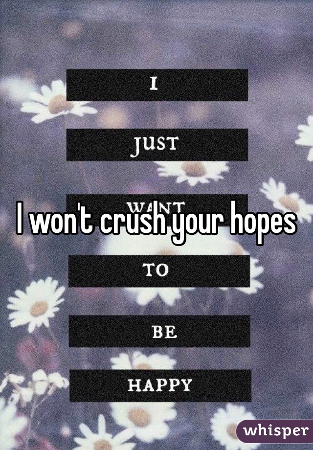 I won't crush your hopes 