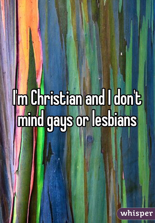 I'm Christian and I don't mind gays or lesbians 