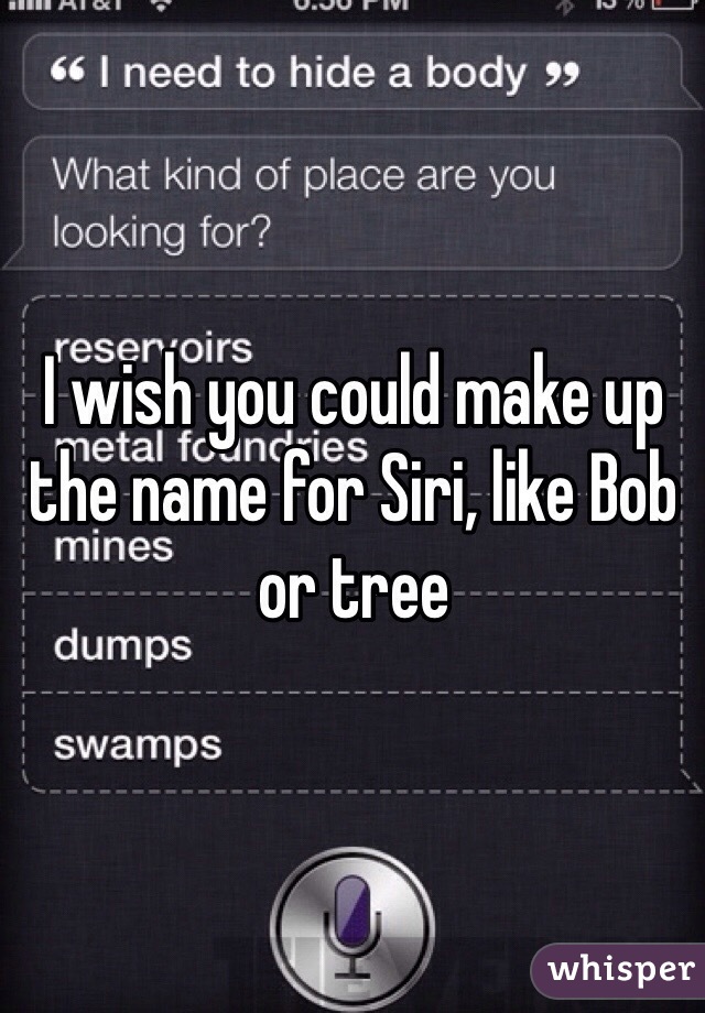 I wish you could make up the name for Siri, like Bob or tree 