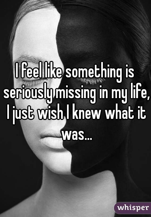 I feel like something is seriously missing in my life, I just wish I knew what it was...