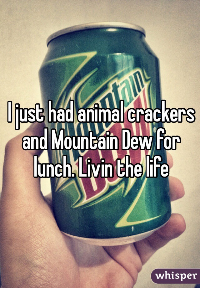 I just had animal crackers and Mountain Dew for lunch. Livin the life