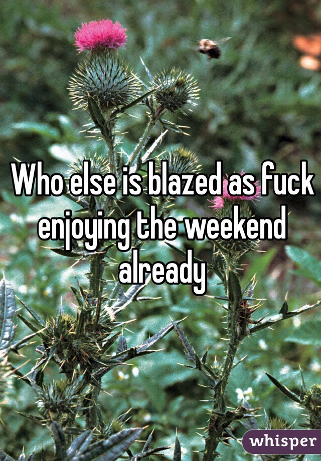 Who else is blazed as fuck enjoying the weekend already
