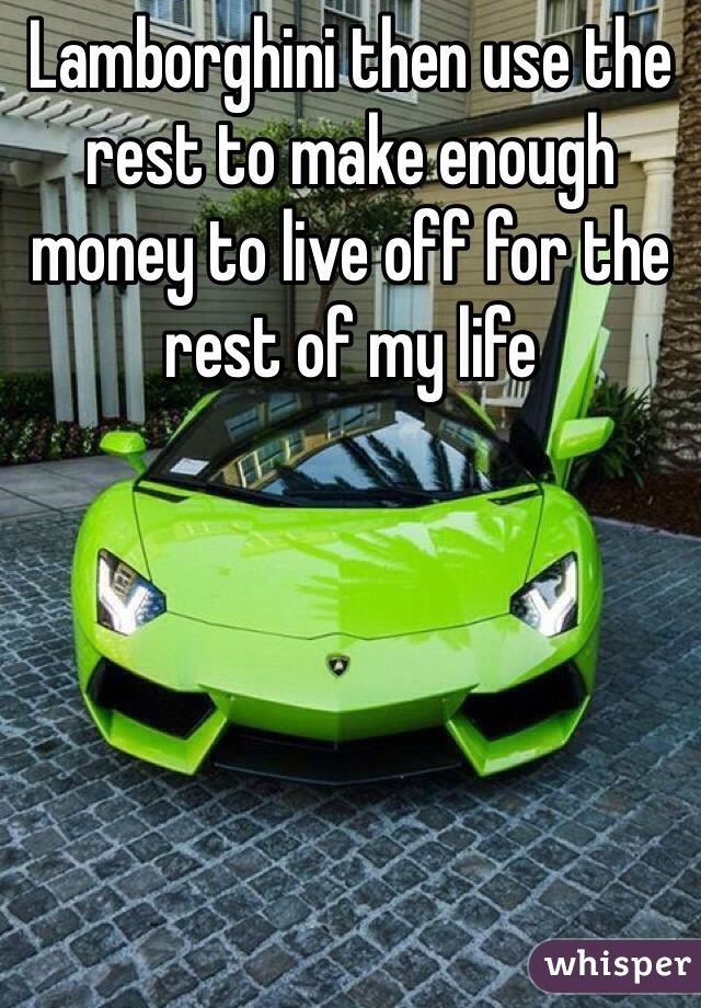 Lamborghini then use the rest to make enough money to live off for the rest of my life 