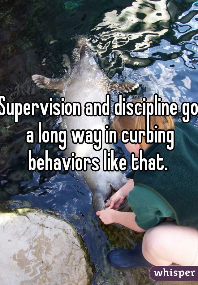 Supervision and discipline go a long way in curbing behaviors like that. 
