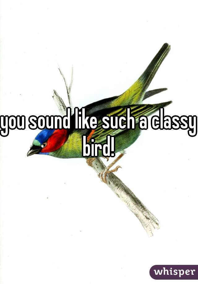 you sound like such a classy bird! 