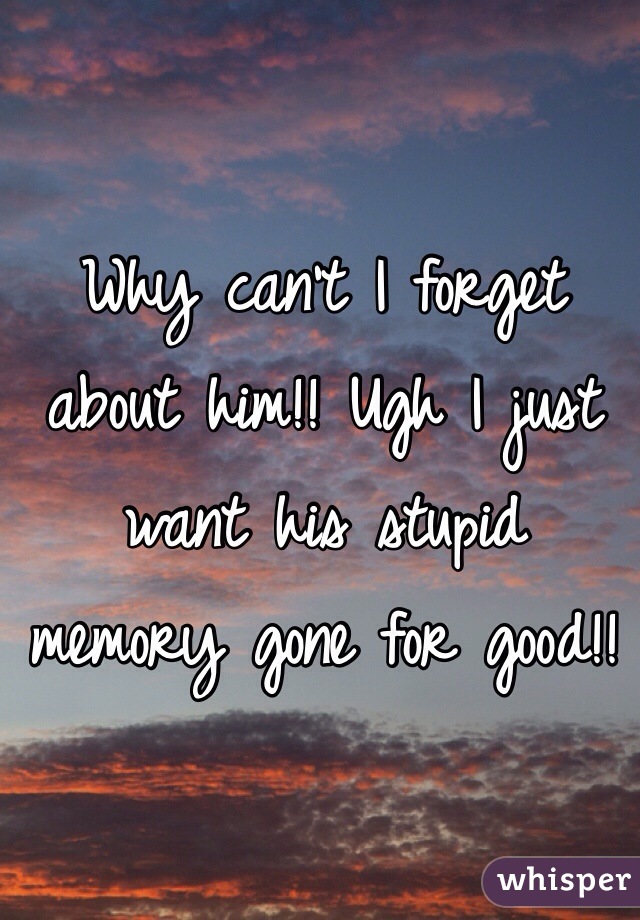 Why can't I forget about him!! Ugh I just want his stupid memory gone for good!!