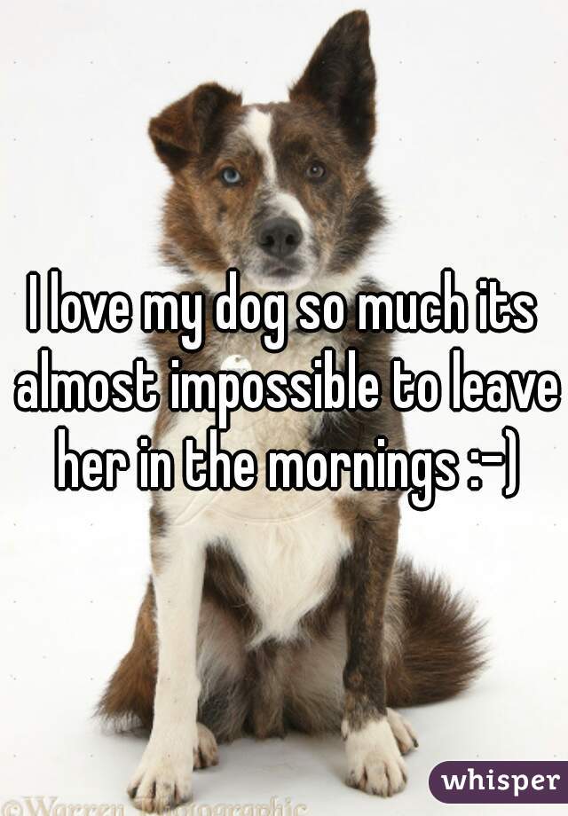 I love my dog so much its almost impossible to leave her in the mornings :-)
