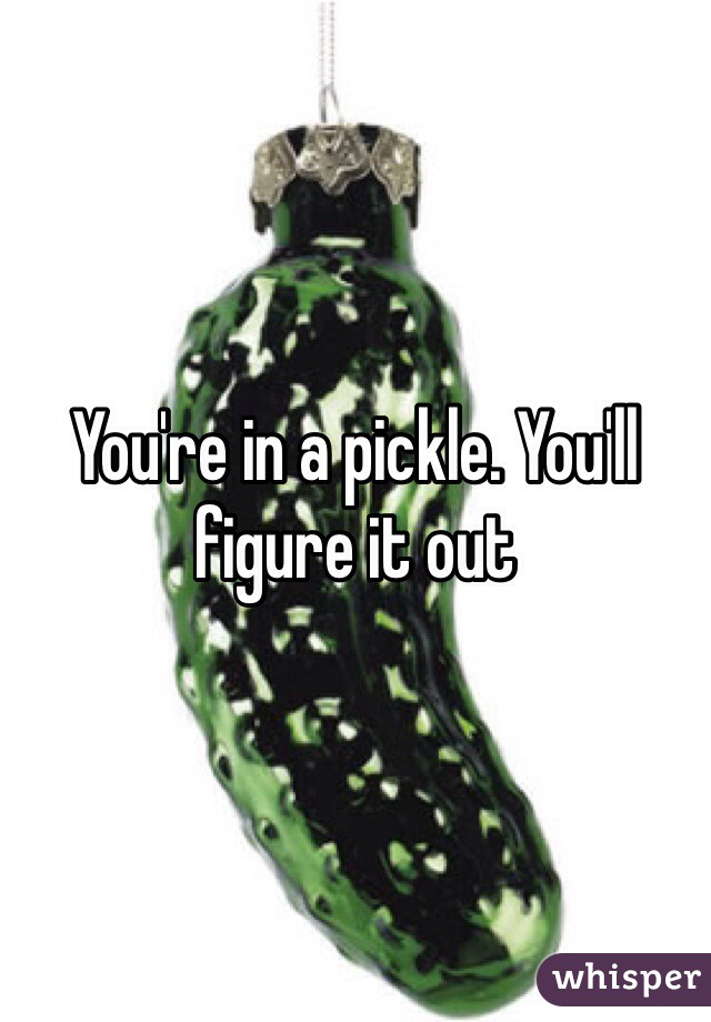 You're in a pickle. You'll figure it out 