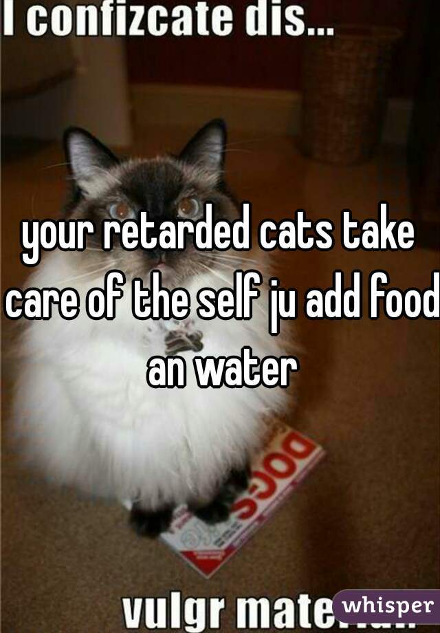 your retarded cats take care of the self ju add food an water