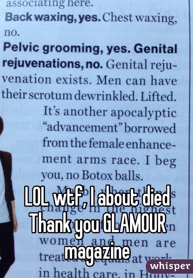 LOL wtf, I about died
Thank you GLAMOUR magazine
