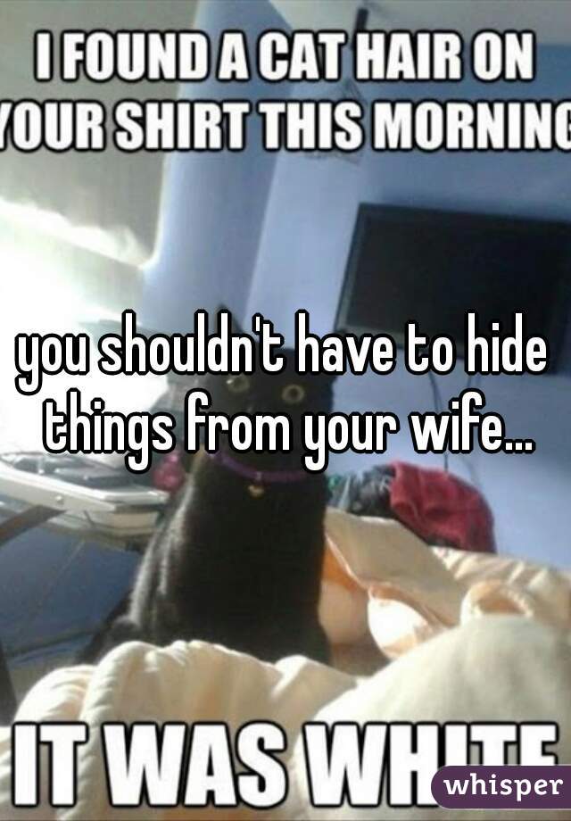 you shouldn't have to hide things from your wife...