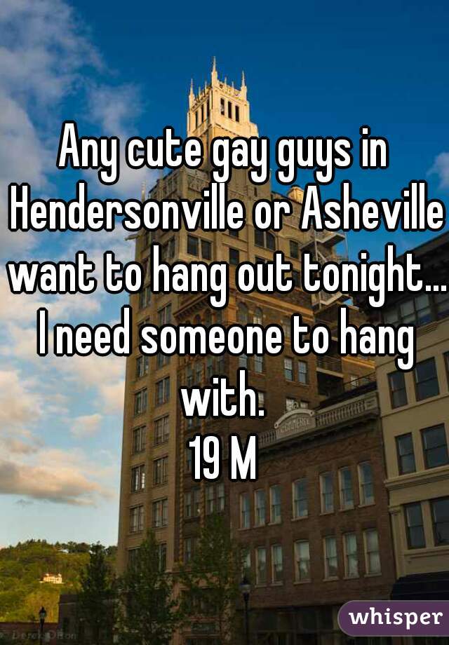 Any cute gay guys in Hendersonville or Asheville want to hang out tonight... I need someone to hang with. 
19 M