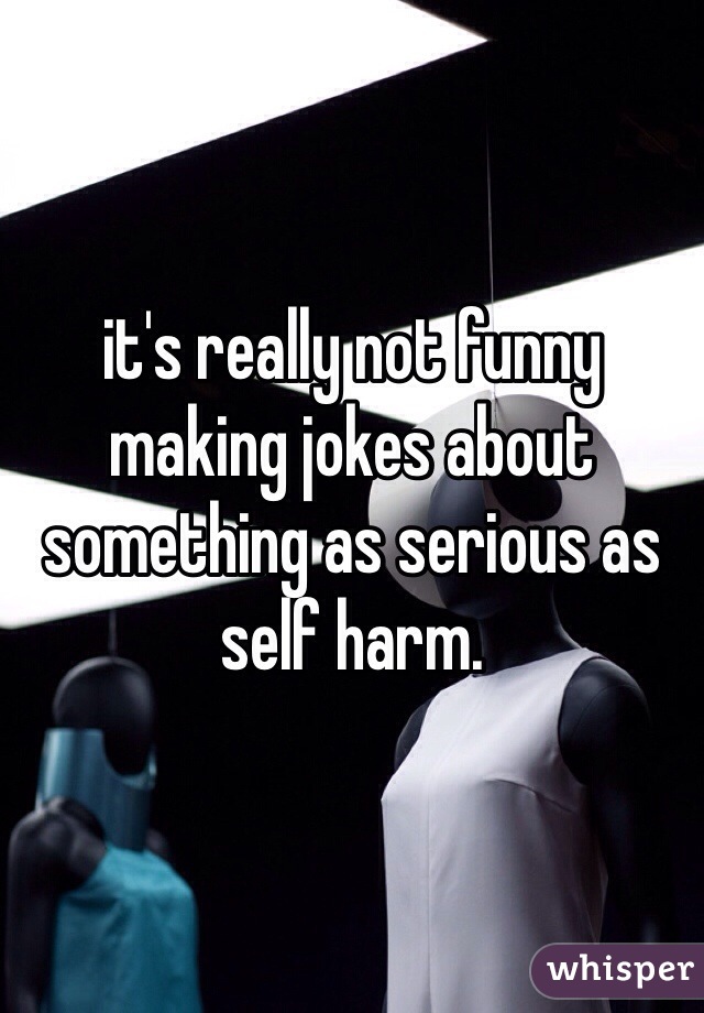 it's really not funny making jokes about something as serious as self harm.