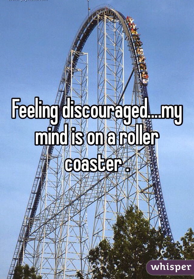 Feeling discouraged....my mind is on a roller coaster .