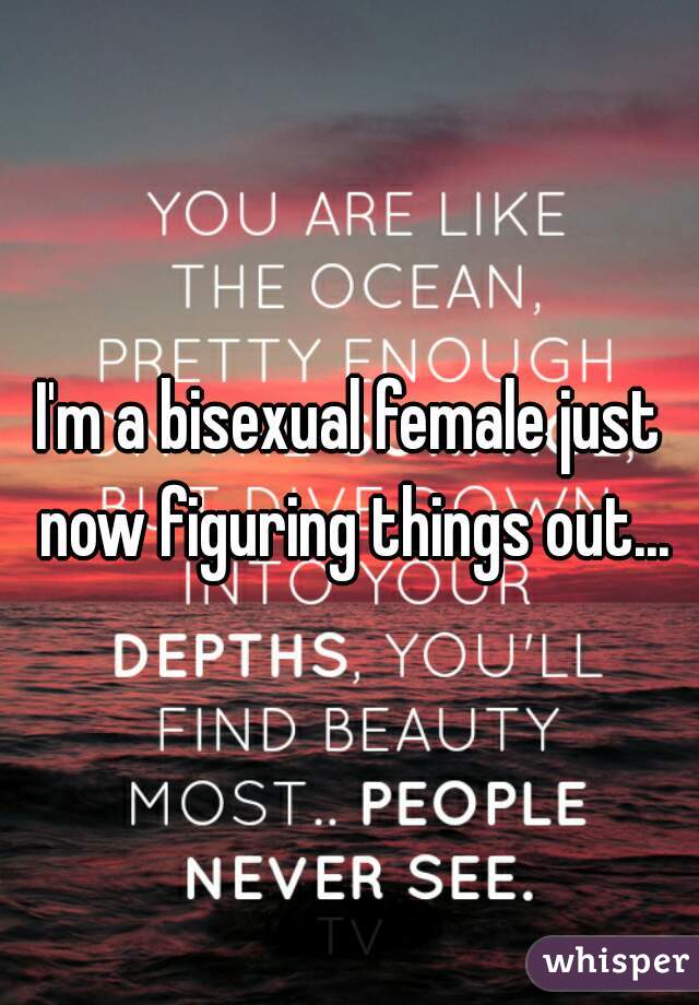 I'm a bisexual female just now figuring things out...