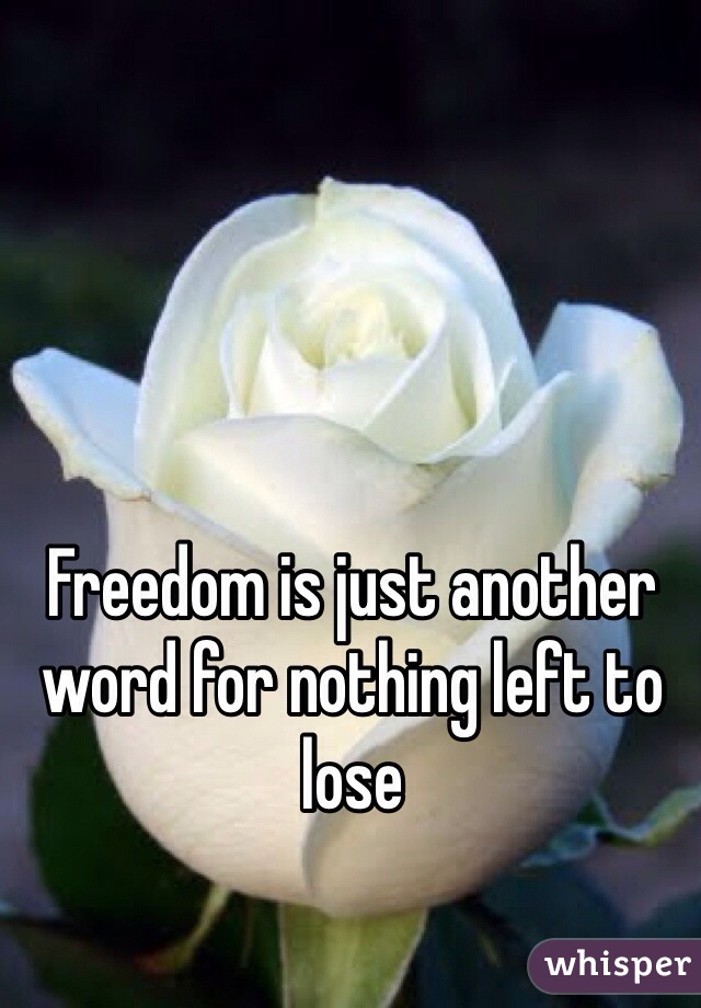 Freedom is just another word for nothing left to lose 
