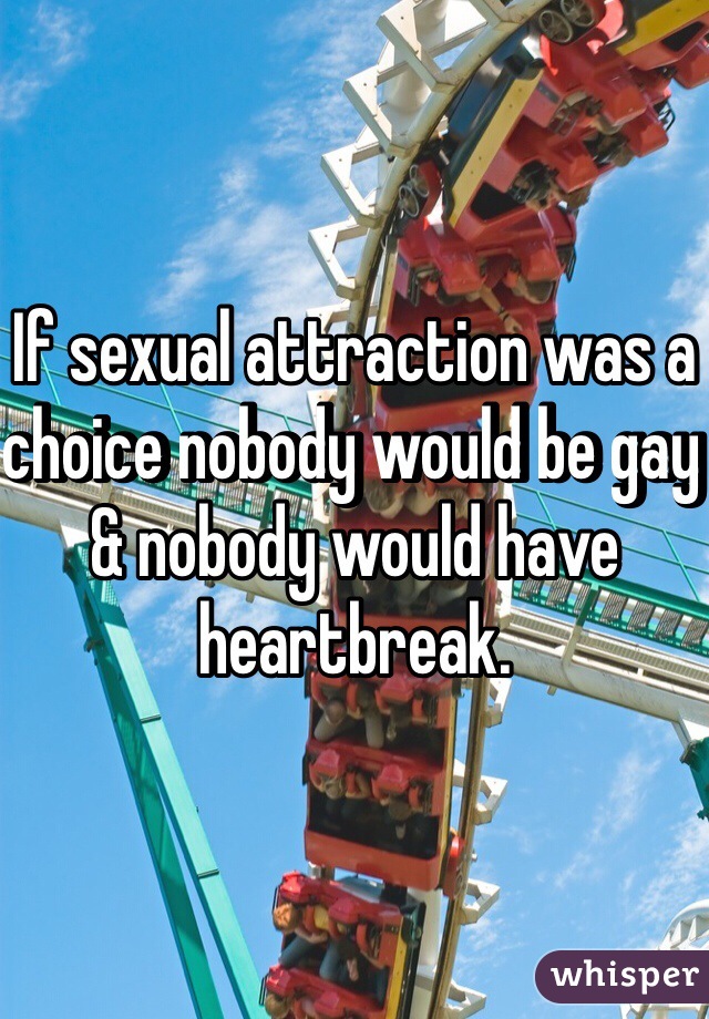 If sexual attraction was a choice nobody would be gay & nobody would have heartbreak. 