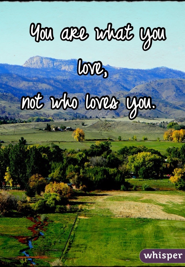  You are what you love, 
not who loves you. 
