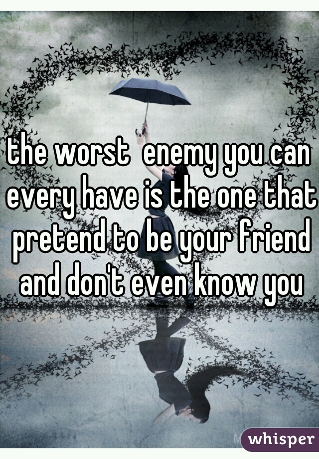 the worst  enemy you can every have is the one that pretend to be your friend and don't even know you
