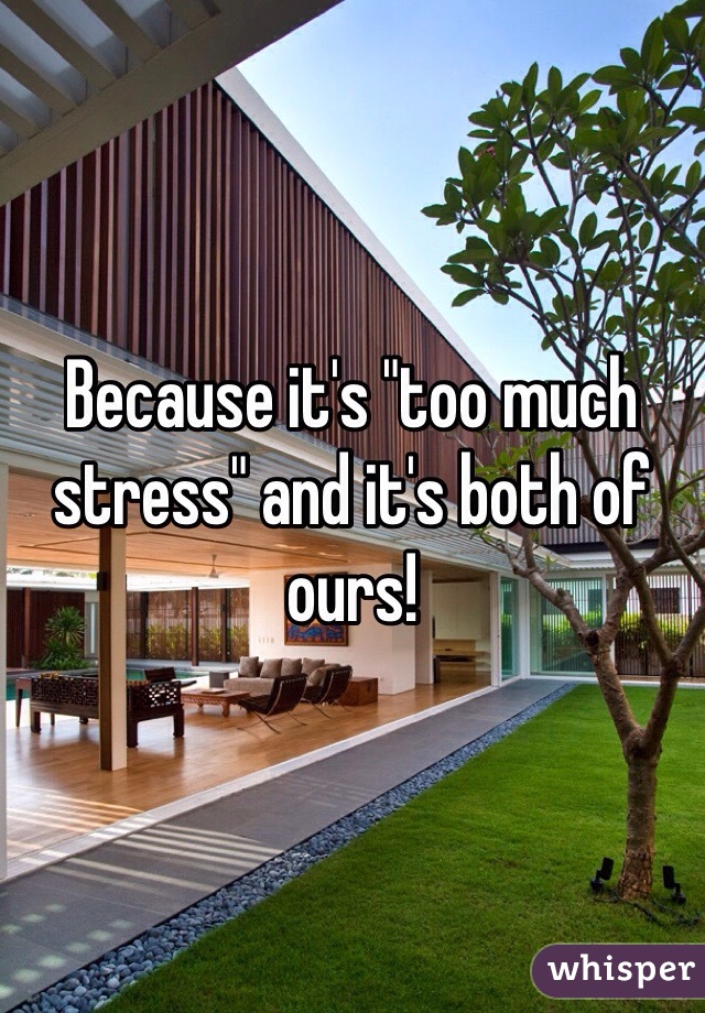 Because it's "too much stress" and it's both of ours!