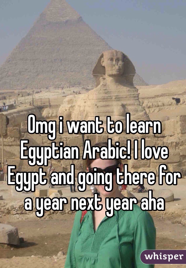 Omg i want to learn Egyptian Arabic! I love Egypt and going there for a year next year aha