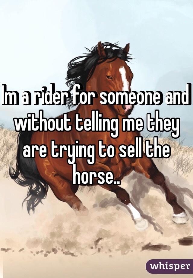 Im a rider for someone and without telling me they are trying to sell the horse.. 
