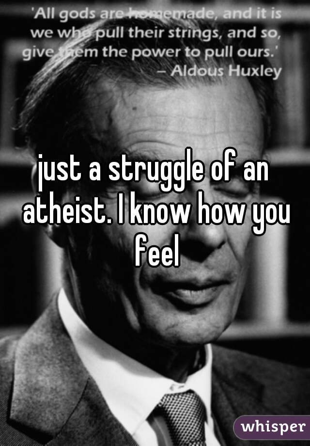 just a struggle of an atheist. I know how you feel