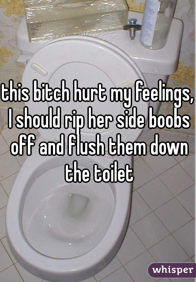 this bitch hurt my feelings, I should rip her side boobs off and flush them down the toilet