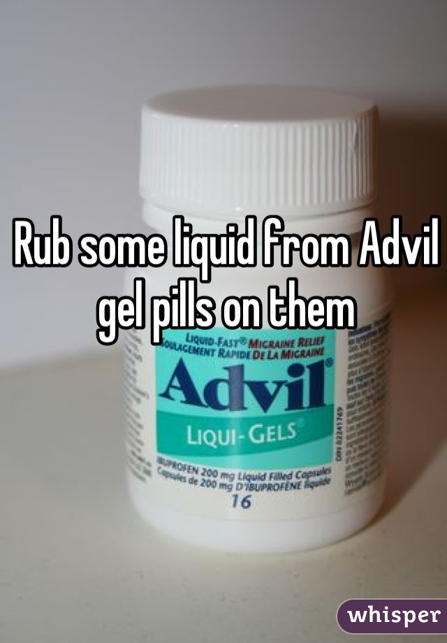 Rub some liquid from Advil gel pills on them