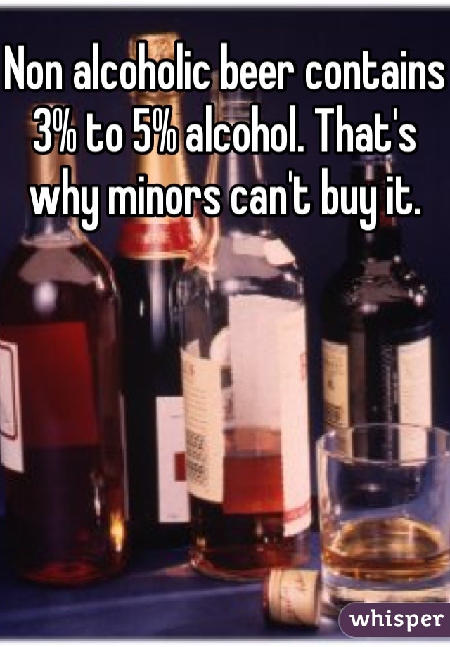 Non alcoholic beer contains 3% to 5% alcohol. That's why minors can't buy it. 