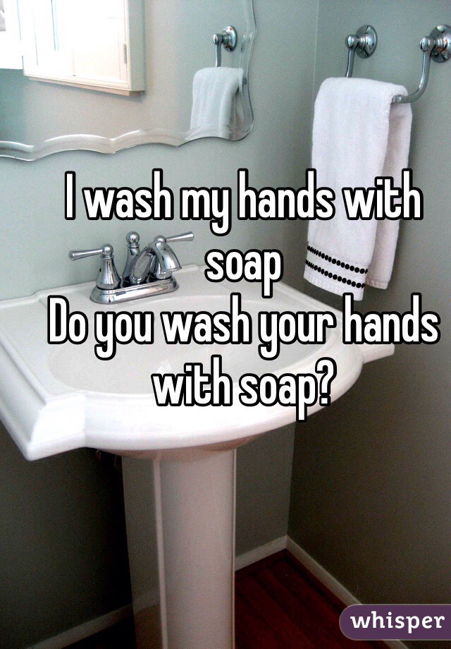 I wash my hands with soap 
Do you wash your hands with soap?