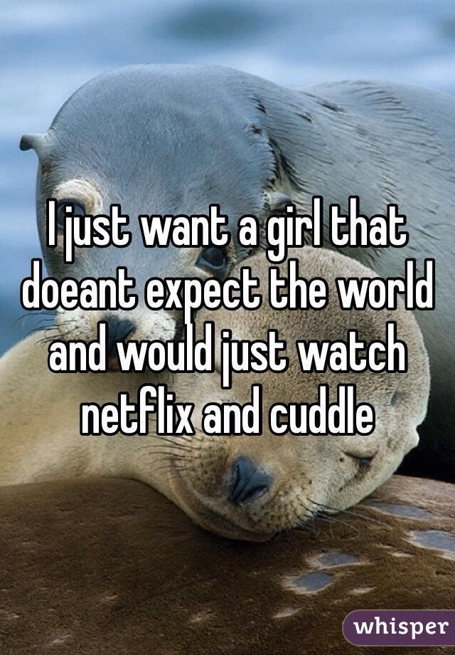 I just want a girl that doeant expect the world and would just watch netflix and cuddle