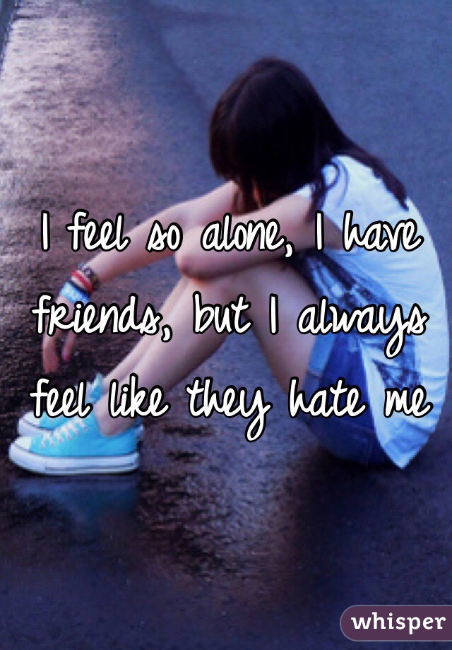 I feel so alone, I have friends, but I always feel like they hate me