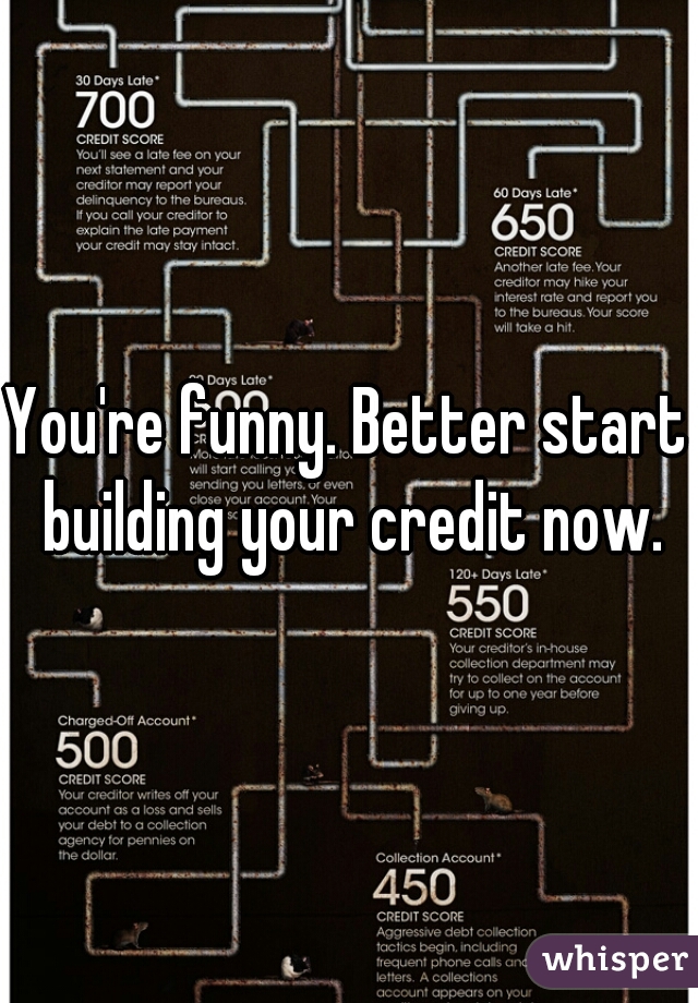 You're funny. Better start building your credit now.