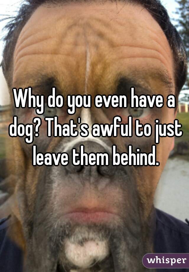Why do you even have a dog? That's awful to just leave them behind.