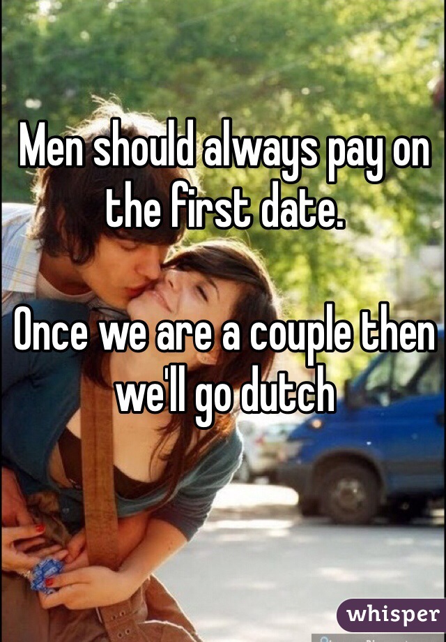 Men should always pay on the first date. 

Once we are a couple then we'll go dutch 