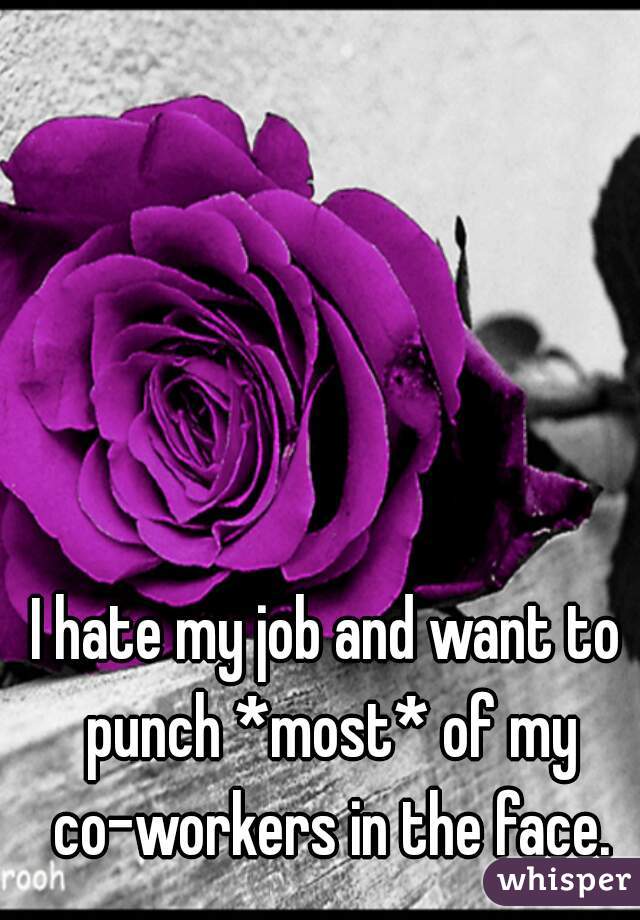 I hate my job and want to punch *most* of my co-workers in the face.