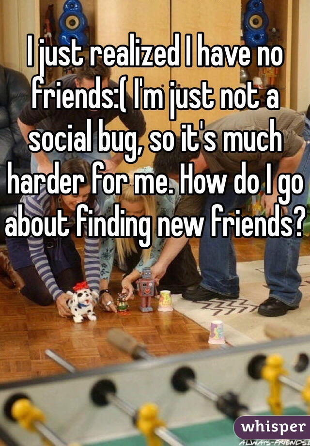 I just realized I have no friends:( I'm just not a social bug, so it's much harder for me. How do I go about finding new friends? 