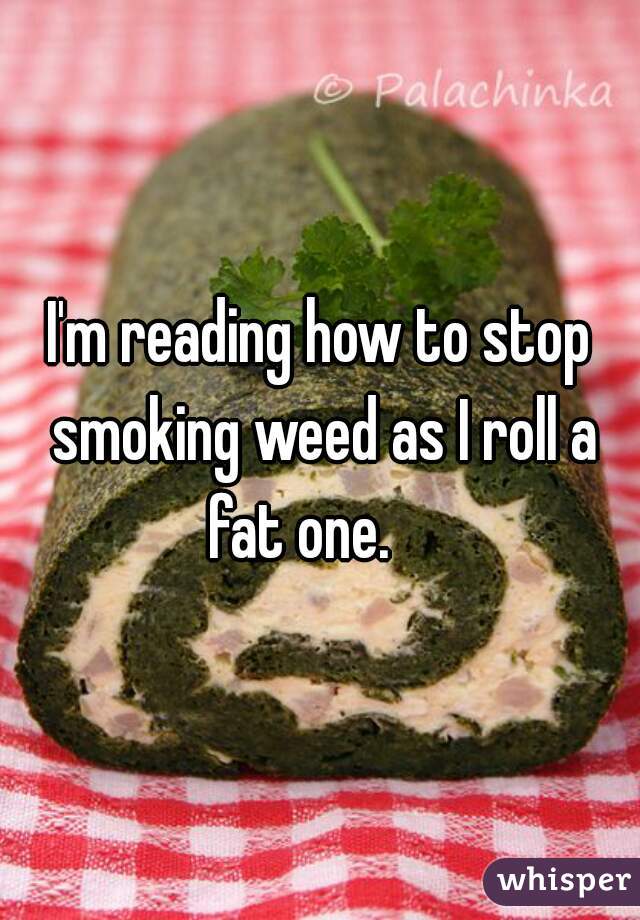 I'm reading how to stop smoking weed as I roll a fat one.    