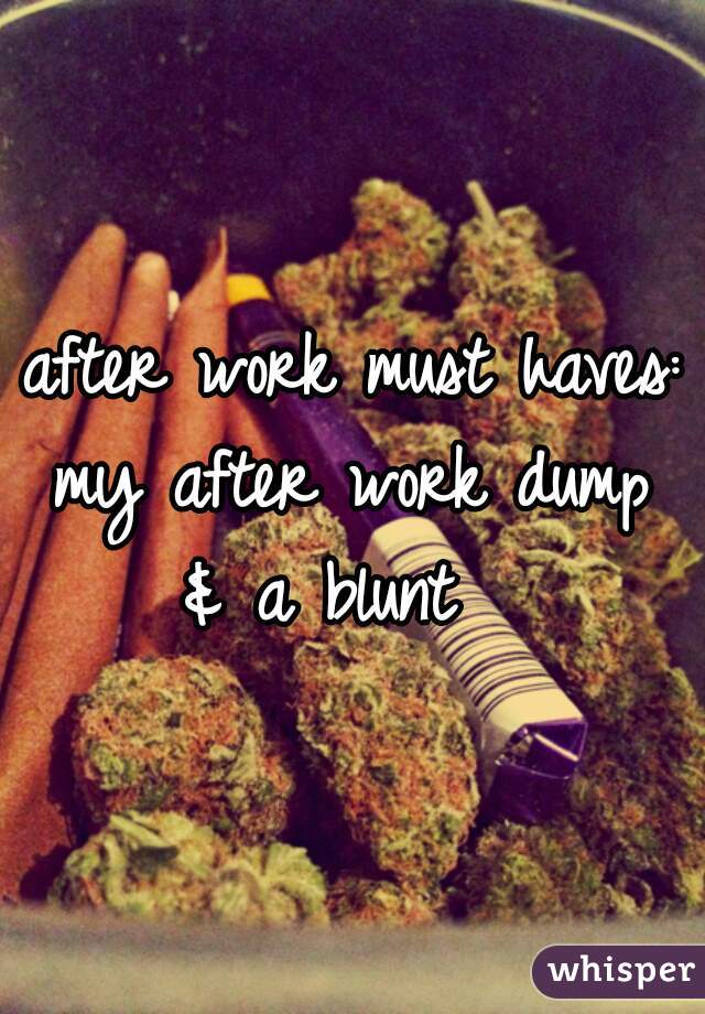 after work must haves:

my after work dump
& a blunt  