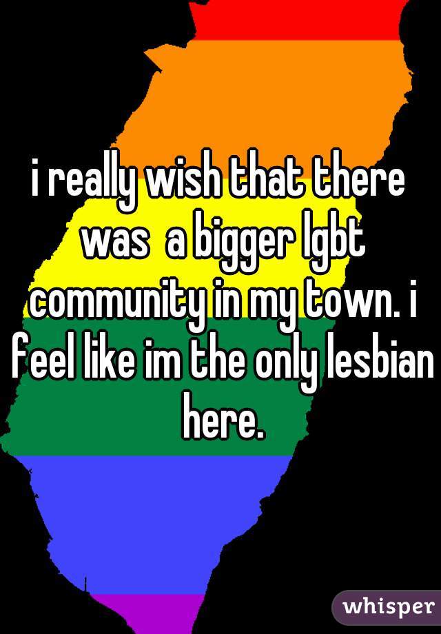 i really wish that there was  a bigger lgbt community in my town. i feel like im the only lesbian here.