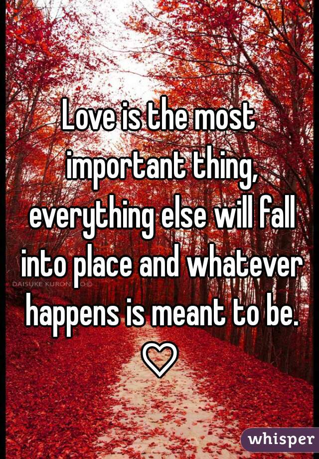 Love is the most important thing, everything else will fall into place and whatever happens is meant to be. ♡ 