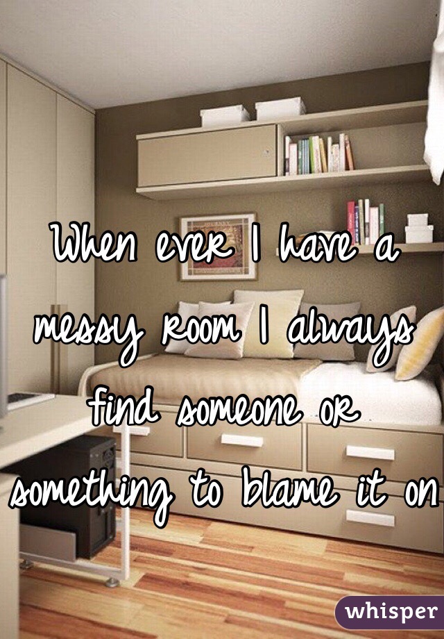 When ever I have a messy room I always find someone or something to blame it on
