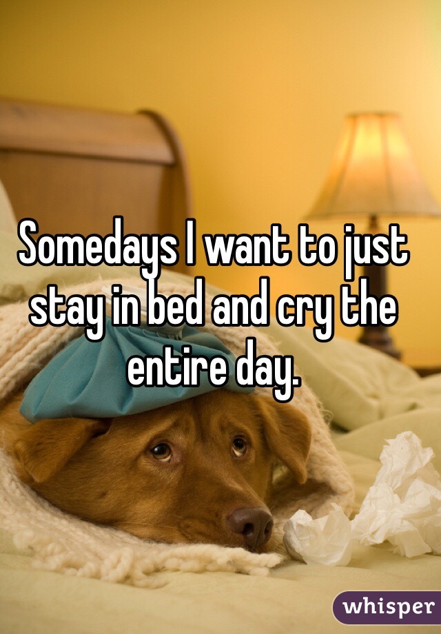 Somedays I want to just stay in bed and cry the entire day.