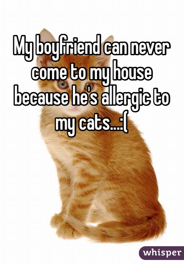 My boyfriend can never come to my house because he's allergic to my cats...:(