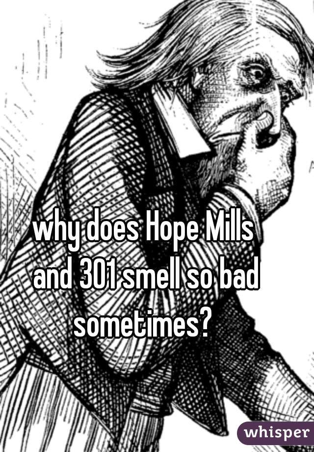 why does Hope Mills
 and 301 smell so bad sometimes? 