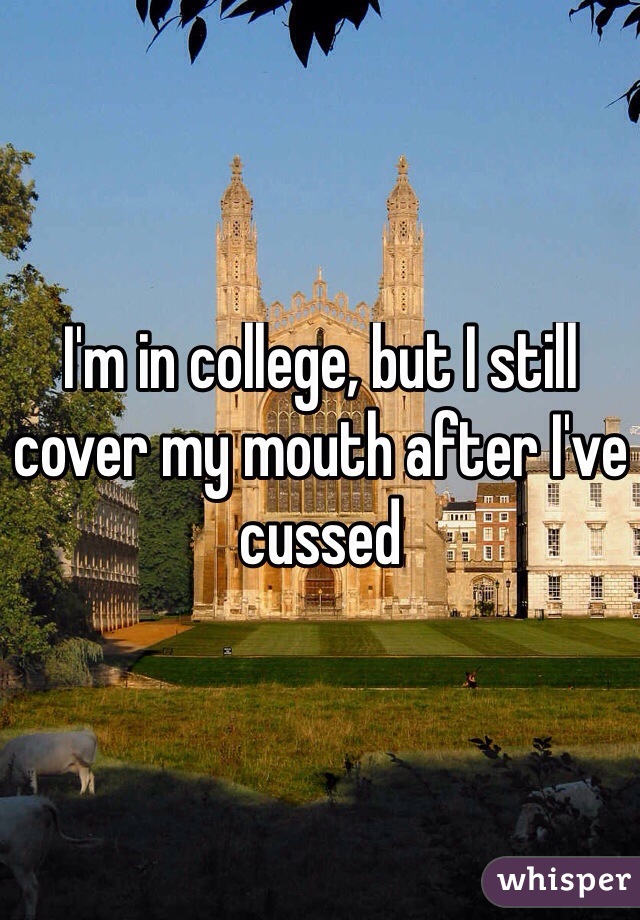 I'm in college, but I still cover my mouth after I've cussed
