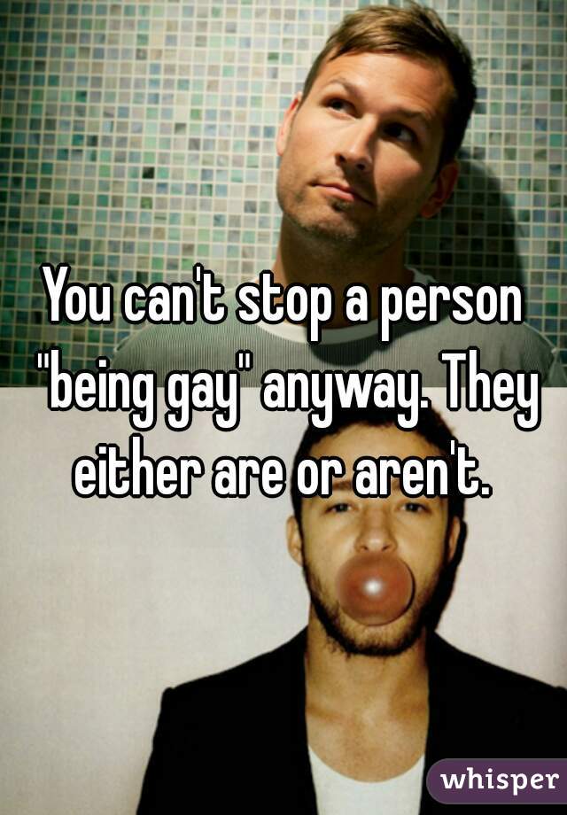 You can't stop a person "being gay" anyway. They either are or aren't. 