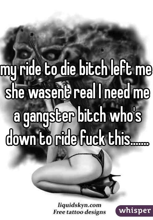 my ride to die bitch left me she wasent real I need me a gangster bitch who's down to ride fuck this.......